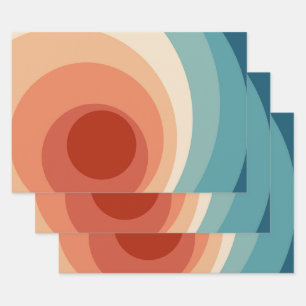 Farbenfrohe Retro-Stil Kreise Design Geschenkpapier Set