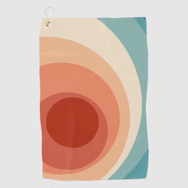 Farbenfrohe Retro-Stil Kreise Design Golfhandtuch (Vorderseite)