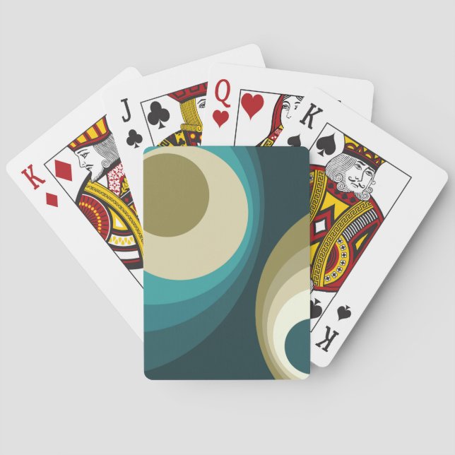 Farbenfrohe Retro-Stil Kreise Design Spielkarten (Rückseite)