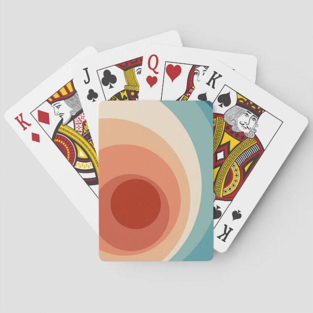 Farbenfrohe Retro-Stil Kreise Design Spielkarten (Rückseite)