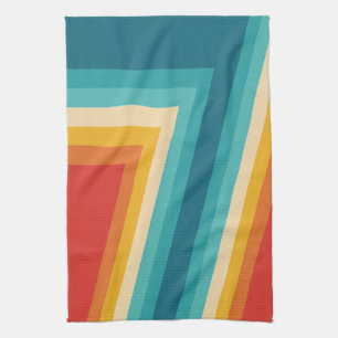 Farbenfrohe Retro-Streifen - 70er 80er Design Geschirrtuch