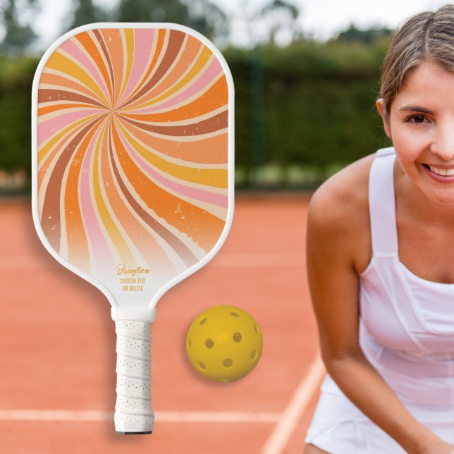 Farbenfrohe Retro Sunburst Swirf Benutzerdefiniert Pickleball Schläger (Von Creator hochgeladen)