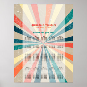 Farbenfrohe Retro Sunburst Wedding Chart Poster