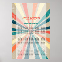 Farbenfrohe Retro Sunburst Wedding Chart