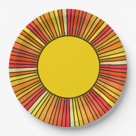 Farbenfrohe Retro Sunshine Pappteller