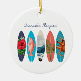 Farbenfrohe Retro-Surfboards Muster-Individuelle N Keramik Ornament