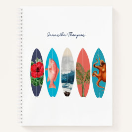 Farbenfrohe Retro-Surfboards Muster-Individuelle N Notizbuch