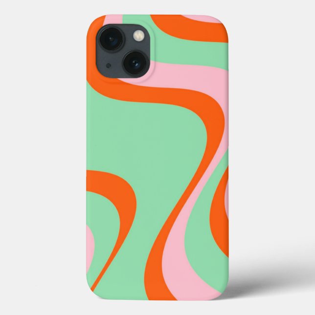 Farbenfrohe Retro Swirl Groovy Y2K Muster Case-Mate iPhone Hülle (Rückseite)