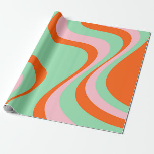 Farbenfrohe Retro Swirl Groovy Y2K Muster Geschenkpapier