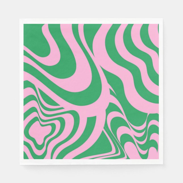 Farbenfrohe Retro Swirl Groovy Y2K Muster Serviette (Vorderseite)