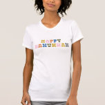 Farbenfrohe Retro-Typografie Hanukkah T-Shirt<br><div class="desc">Niedliche und farbenfrohe Hanukkah mit lustigen Retro-Typografie.</div>