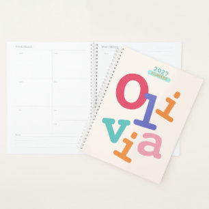 Farbenfrohe Retro-Typografie Personalisierter Name Planer