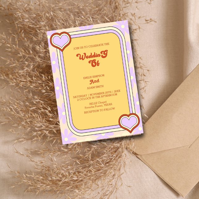 farbenfrohe Retro Vintage 70er Hochzeit Einladung (Von Creator hochgeladen)