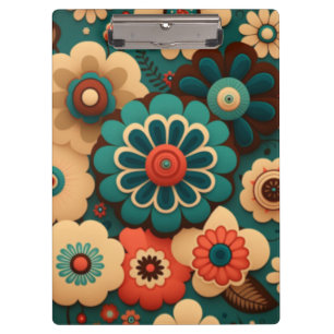 Farbenfrohe retro-vintage Blumen Klemmbrett