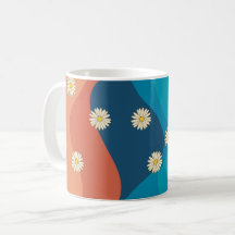 Farbenfrohe Retro Waves & Daisises Muster
