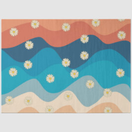 Farbenfrohe Retro Waves & Daisises Muster Seidenpapier
