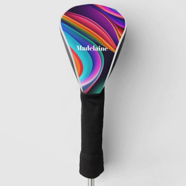 Farbenfrohe Retro Waves Persönliche Golf Headcover (Vorderseite)
