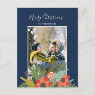 Farbenfrohe Retro Weihnachts-Geschenkboxen Foto Feiertagspostkarte