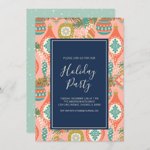 Farbenfrohe Retro Weihnachtsfeier Einladung