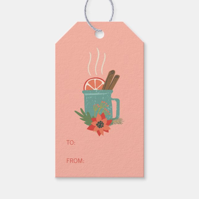 Farbenfrohe Retro Weihnachtsfeier Geschenkanhänger (Vorderseite)