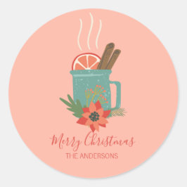 Farbenfrohe Retro Weihnachtsfeier Runder Aufkleber