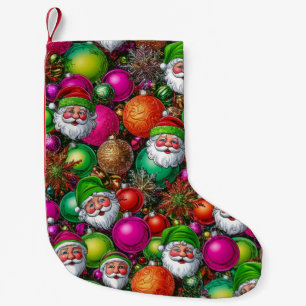 Farbenfrohe Retro Weihnachtsfeiertage Kleiner Weihnachtsstrumpf