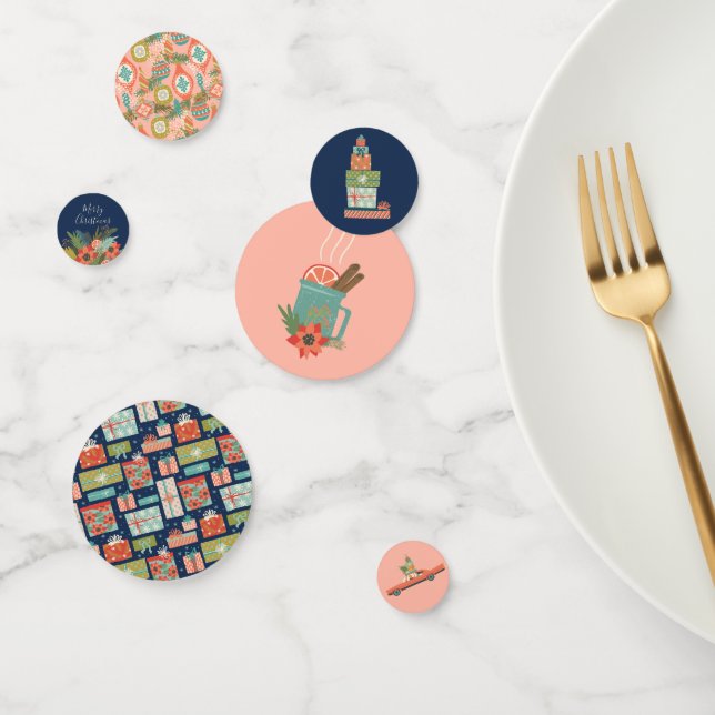 Farbenfrohe Retro Weihnachtsfeiertage Konfetti (Gruppe)