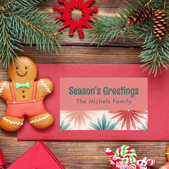 Farbenfrohe Retro Weihnachtsgeschenke - Etikett Rechteckiger Aufkleber (Von Creator hochgeladen)