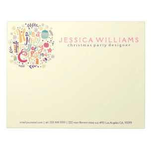 Farbenfrohe Retro Weihnachtskreide Textgestaltung Notizblock