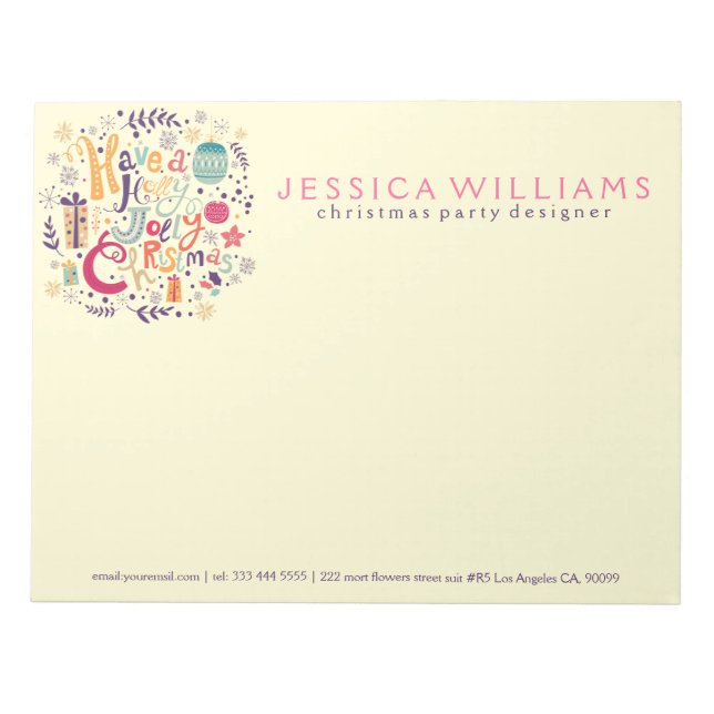 Farbenfrohe Retro Weihnachtskreide Textgestaltung Notizblock (Vorderseite)