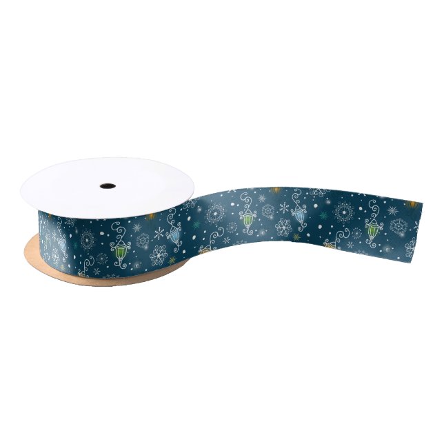 Farbenfrohe Retro-Weihnachtsmuster Satinband (Spule)