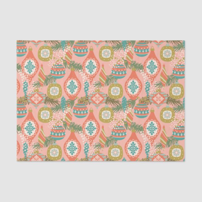 Farbenfrohe Retro Weihnachtsschmuck Seidenpapier (Vorderseite)