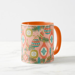 Farbenfrohe Retro Weihnachtsschmuck Tasse