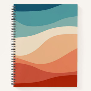 Farbenfrohe Retro-Wellen-Dekoration Notizbuch