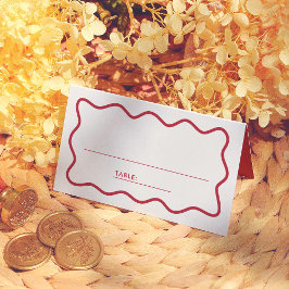 Farbenfrohe Retro-Wellen-Hochzeitsgästetisch-Numme Platzkarte