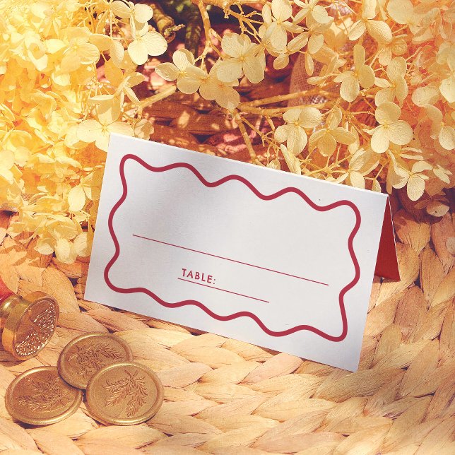 Farbenfrohe Retro-Wellen-Hochzeitsgästetisch-Numme Platzkarte (Von Creator hochgeladen)