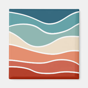 Farbenfrohe Retro-Wellen Magnet