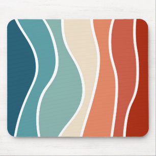 Farbenfrohe Retro-Wellen Mousepad