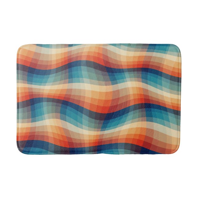 Farbenfrohe Retro-Wellen Vintage Badematte (Vorderseite)