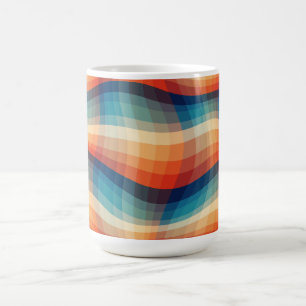 Farbenfrohe Retro-Wellen Vintage Kaffeetasse