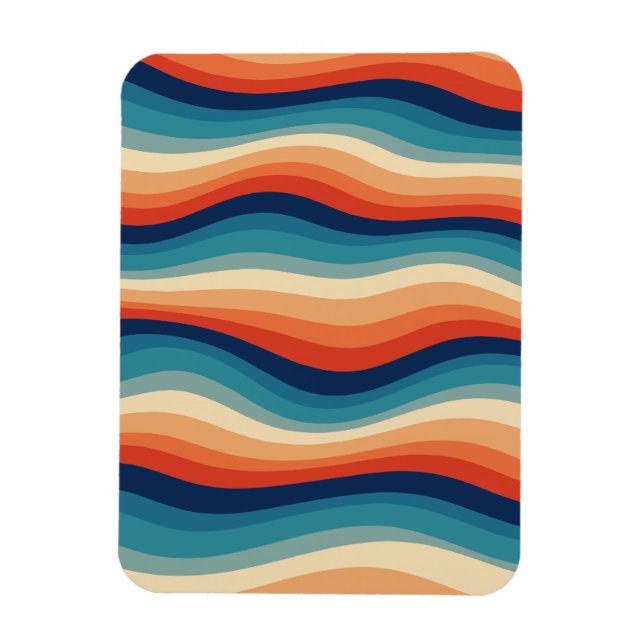 Farbenfrohe Retro-Wellen Vintage Magnet (Vertikal)