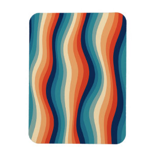 Farbenfrohe Retro-Wellen Vintage Magnet