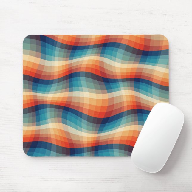 Farbenfrohe Retro-Wellen Vintage Mousepad (Mit Mouse)