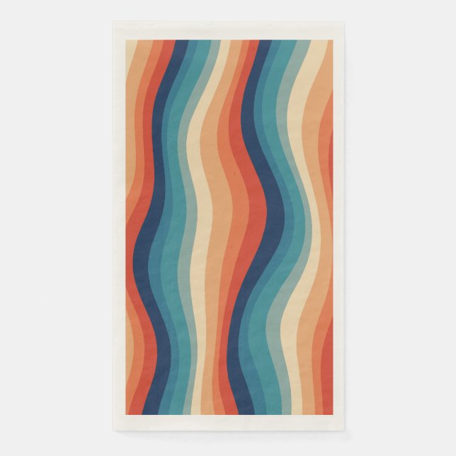Farbenfrohe Retro-Wellen Vintage Serviette (Vorderseite)