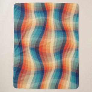 Farbenfrohe Retro-Wellen Vintage Sherpadecke