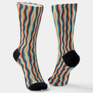 Farbenfrohe Retro-Wellen Vintage Socken