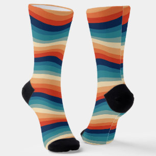Farbenfrohe Retro-Wellen Vintage Socken