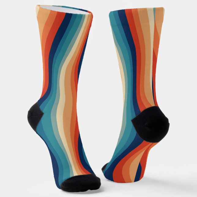 Farbenfrohe Retro-Wellen Vintage Socken (Gewinkelt)