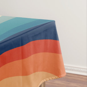 Farbenfrohe Retro-Wellen Vintage Tischdecke