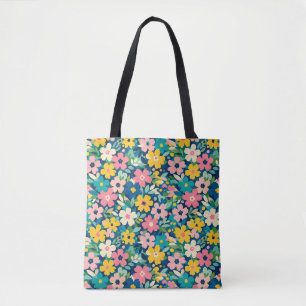 Farbenfrohe Retro-Wildblumen-Blumenmuster-Tasche